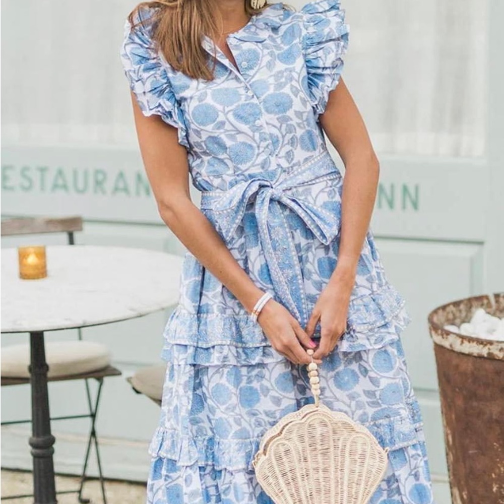 Victoria Dunn Blue Floral Maxi Dress